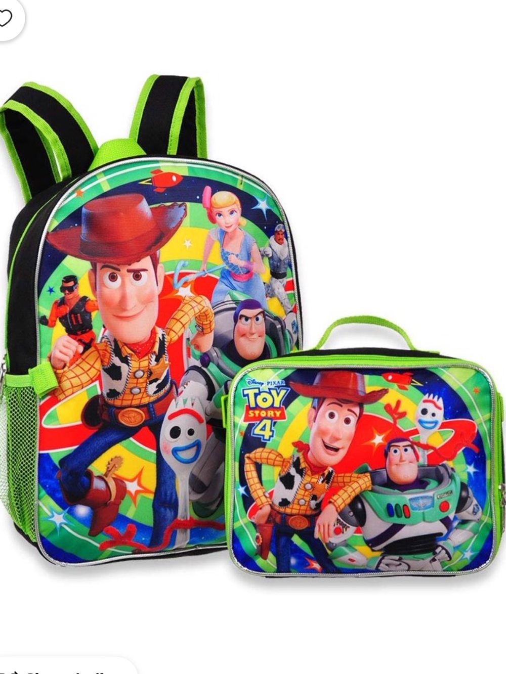 Disney Toy Story 4 Backpack and Lunch Bag Set - Neon Green, Blue, Red